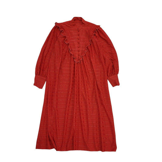 80s Vintage Red Long Sleeve Evening Dress Women's Size 16