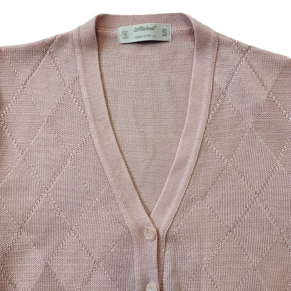 St Michael 90s Vintage Pink Argyle Button Cardigan Women's Size 12 Eu 40