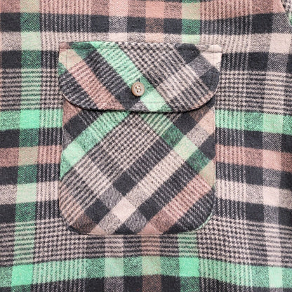 Shirt Master 90's Black & Green Check Long Sleeve Flannel Shirt Uk Men's UK XL