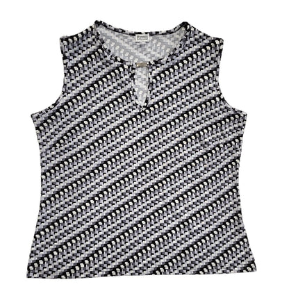Team Vintage 90's Black & Silver Geometric Sleeveless Tank Top Womens Size 18