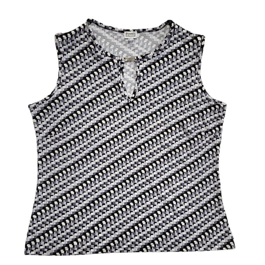 Team Vintage 90's Black & Silver Geometric Sleeveless Tank Top Womens Size 18