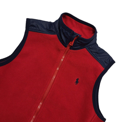 Polo Ralph Lauren Red & Navy Zip Up Fleece Gilet Uk Kids Medium