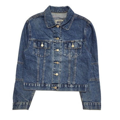 Bridle Dark Blue 90s Vintage Button Denim Jacket Uk Women's Size M
