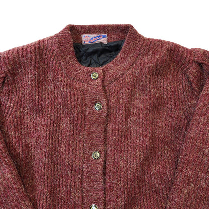 80s Vintage Red Wool Lined Button Up Cardigan Jacket Women's Size 18