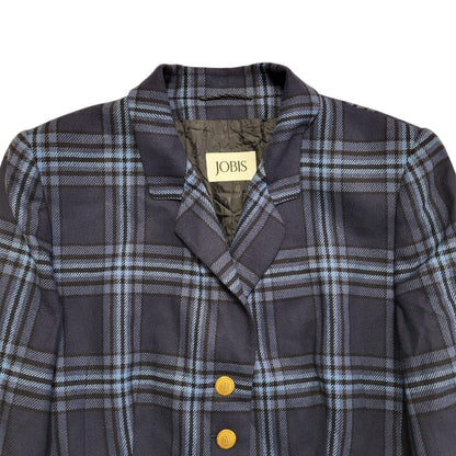 Jobis Vintage 90's  Blue Checked Button Front Blazer Jacket Womens UK Size XL