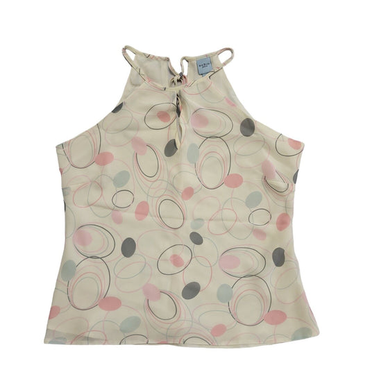 Anne Brooks Petite Cream Patterned Y2K keyhole detail top Women's Uk 10