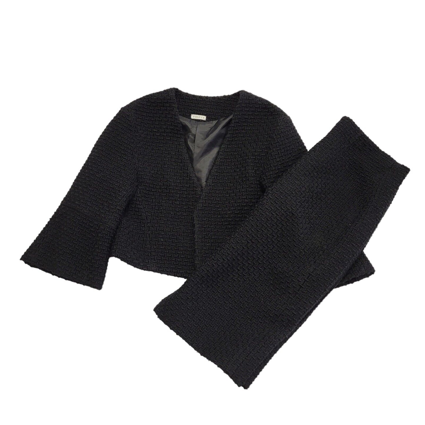 E-Basics 90s Vintage Black 2 Piece Skirt Suit Uk Women's Size 16 W34