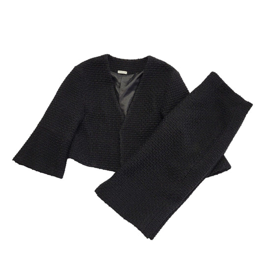 E-Basics 90s Vintage Black 2 Piece Skirt Suit Uk Women's Size 16 W34