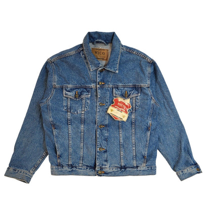 Nico 90s Vintage Mid Blue Button Denim Jacket Uk Men's Size XL