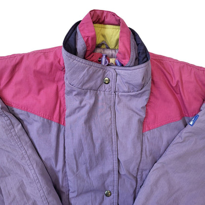 Mono Vintage 80's Purple, Pink & Yellow Ski Snow Jacket Womens UK 14 EU 42