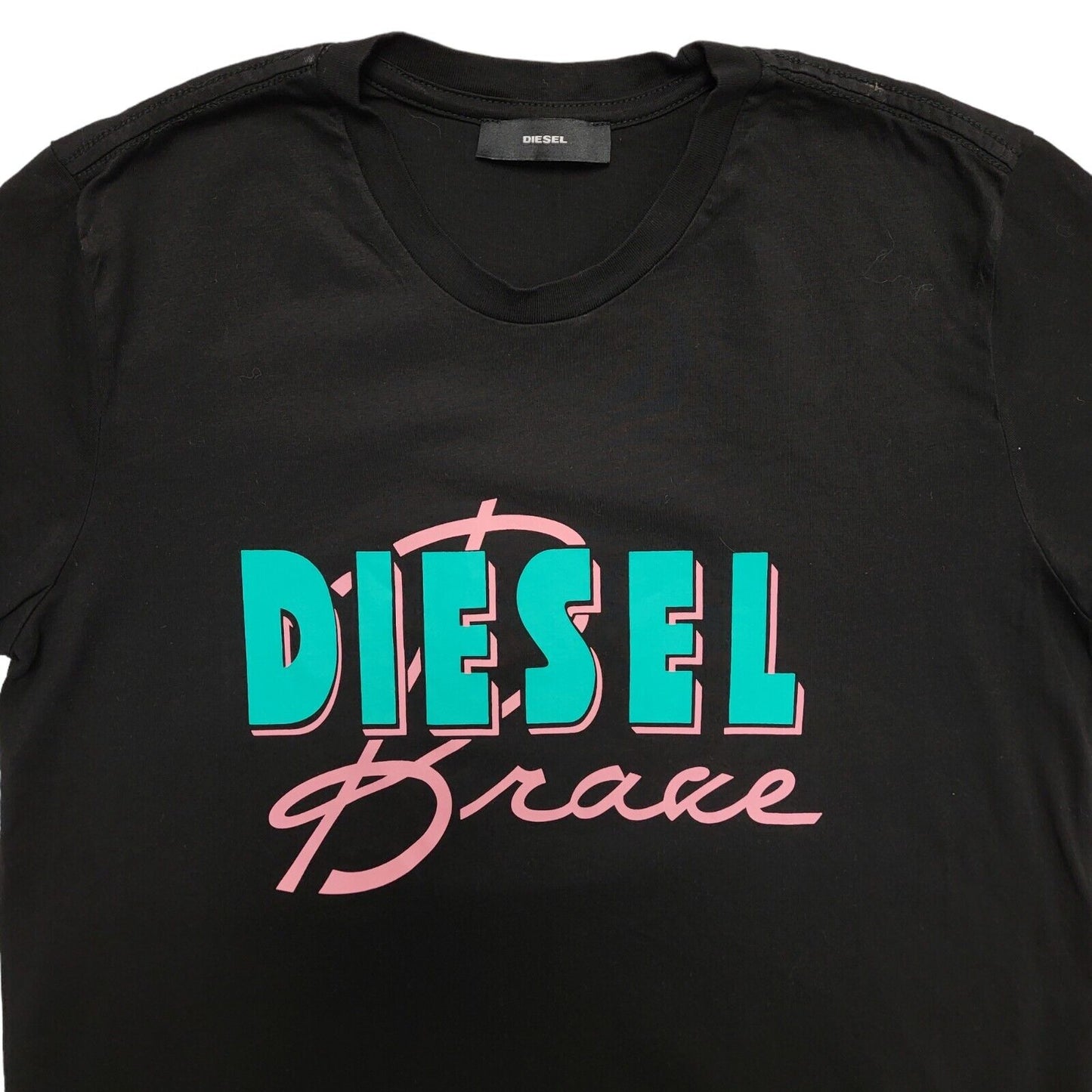 Diesel Black Graphic Print Crew Neck T-Shirt Uk Men's Size XL