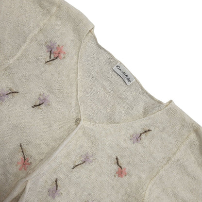 Miss Selfidge Vintage 90's Cream  Button Tie Front Floral Cardigan Womens UK M/L