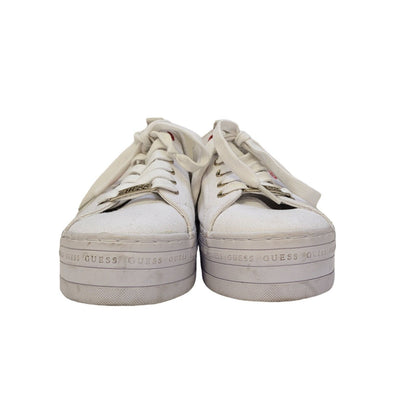 Guess White Lace-up Sports Casual Trainers Uk Women's Size 6