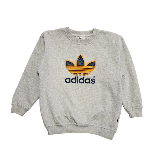 Adidas 90s Spell Out Grey Crew Neck Sweatshirt Uk Kids Age 11-12 Years