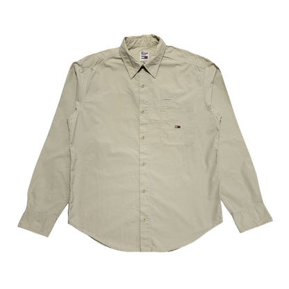 Tommy Hilfiger Vintage 80's Beige Long Sleeve Shirt Men's UK Size S