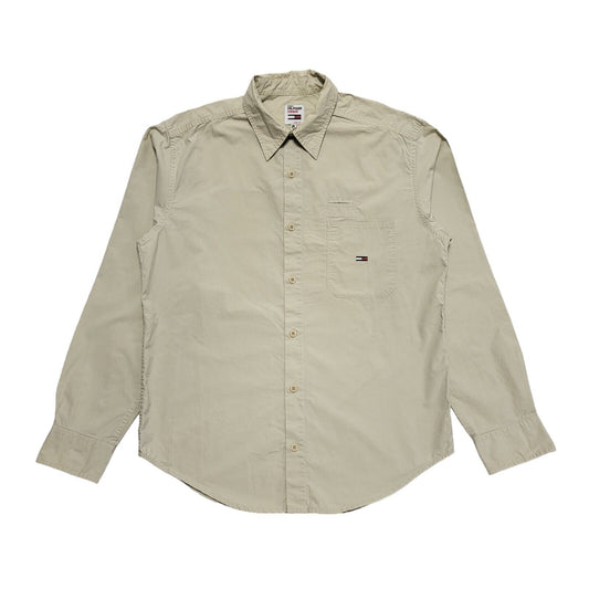 Tommy Hilfiger Vintage 80's Beige Long Sleeve Shirt Men's UK Size S