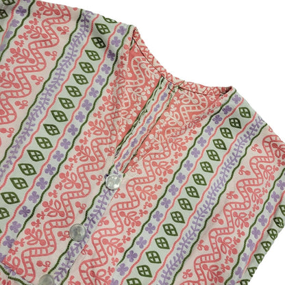 70s Vintage Pink Lilac Short V-Neck Button Pencil Dress Women's 10