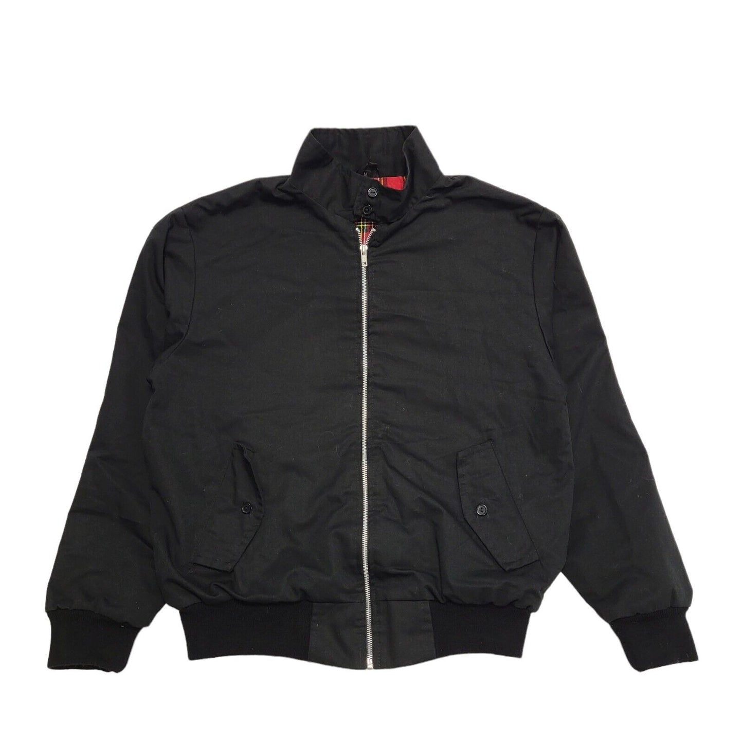 Vintage Tartan Lined Black Zip Up Bomber Jacket Men's Size Medium