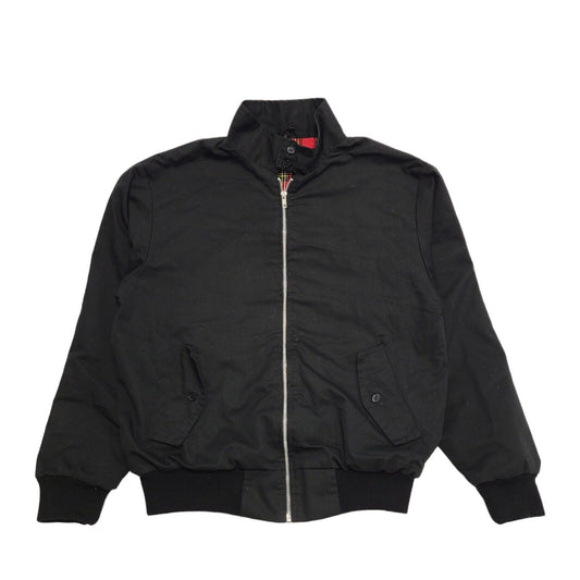 Vintage Tartan Lined Black Zip Up Bomber Jacket Men's Size Medium