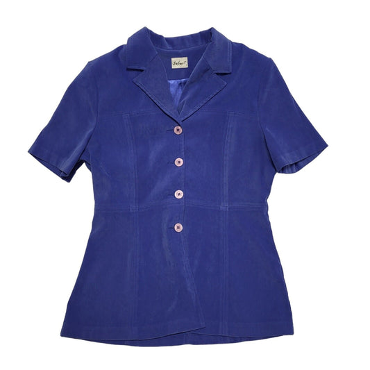 Select Vintage 80's Blue Short Sleeve Shirt Womens UK 14