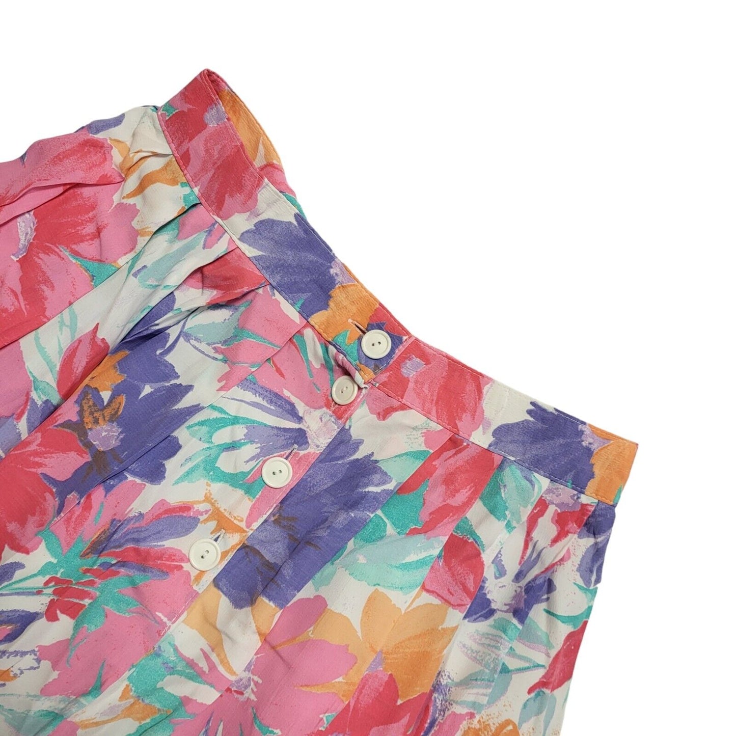 St Michael Vintage 80's Multicoloured  Floral Button Skirt Womens UK 10