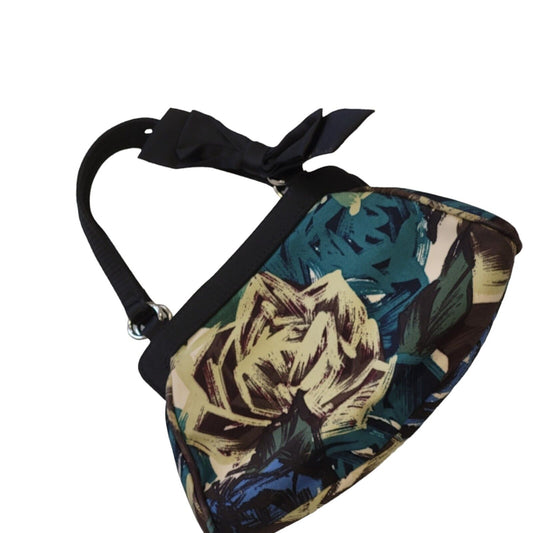 Coast Black Blue Floral Small Hand Bag Uk Women's 8" x 5.5"