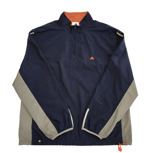 Adidas Blue & Grey  1/4 Zip Vintage 90s Windbreaker Jacket Men's Size L