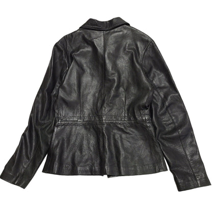 Gaffa & Co 90s Vintage Zip Up Black Leather Jacket Uk Women's Size Medium