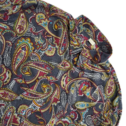 Vintage 90's Black Red Paisley Long Sleeve Shirt Men's UK L