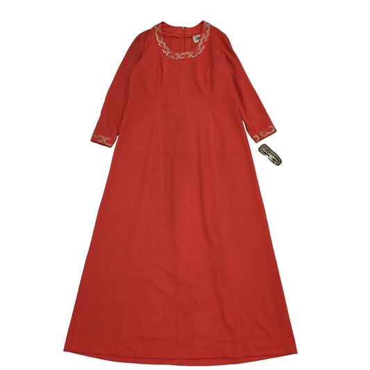 70s Vintage Carnegie Red Zipped Shift Dress Women's Size 22