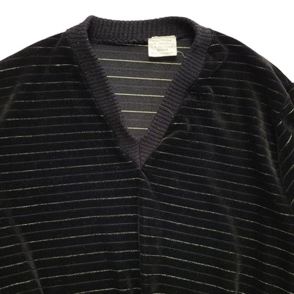 Vintage 70s Black V-Neck Jumper Uk Women's Size Medium