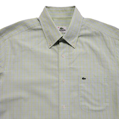 Lacoste Vintage 90's Green Blue Check Short Sleeve Shirt Men's UK L