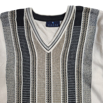 Pierre Sangan Vintage 90's Beige Black Jumper UK Men's Size M