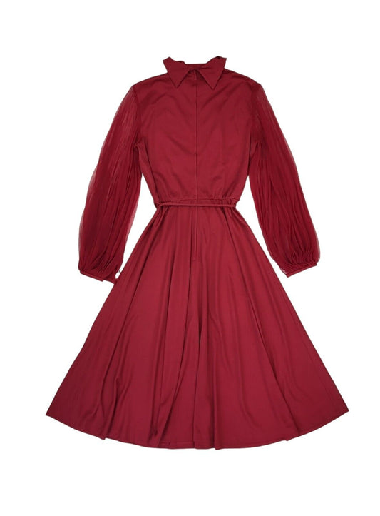 Treasures 70s Vintage Red Balloon Sleeve Party Dress Women's Size 14