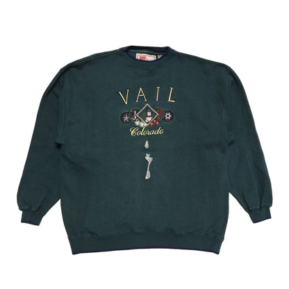 Vail 80s Vintage Green Round Neck Oversized Sweatshirt Uk Women's Size 20/22
