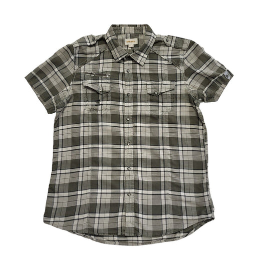 Diesel Y2K Vintage Grey Checked Short Sleeve Shirt Mens UK Size L