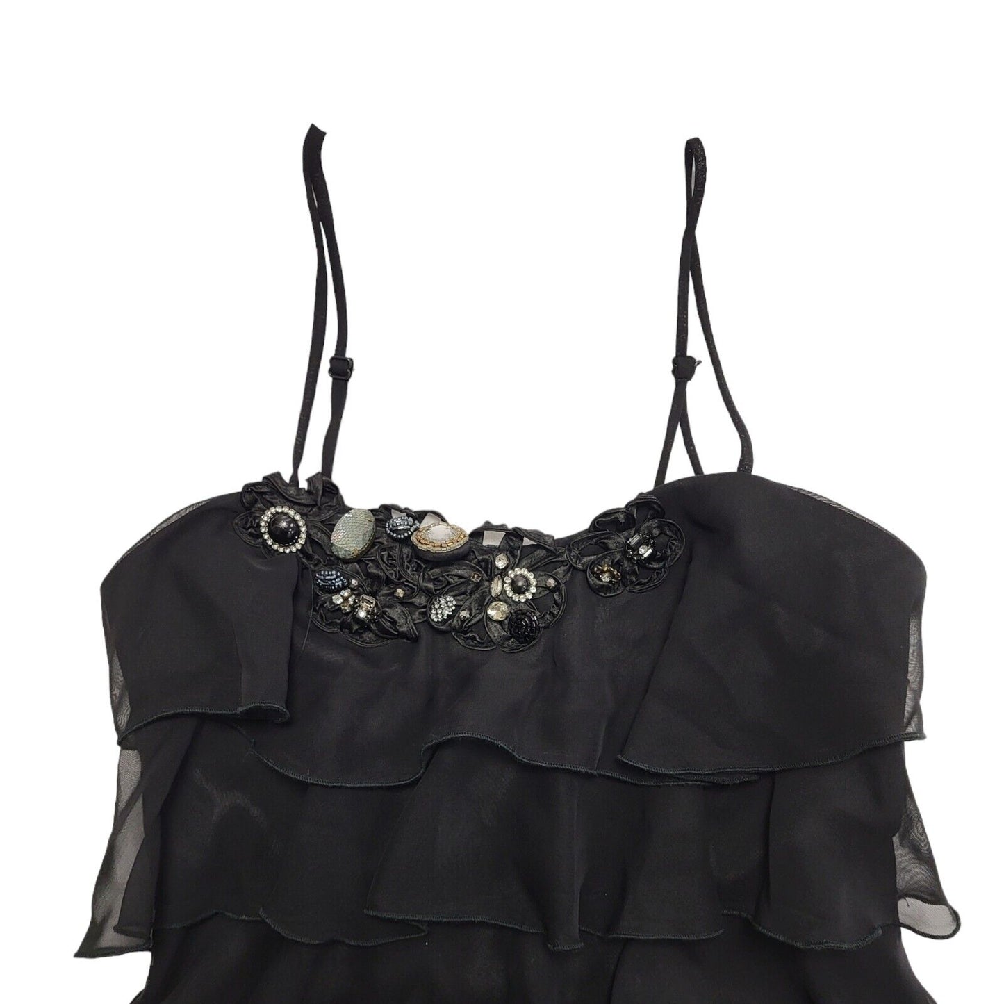 River Island Y2K Black Strap Ruffle Party Top BNWT Womens UK Size 8