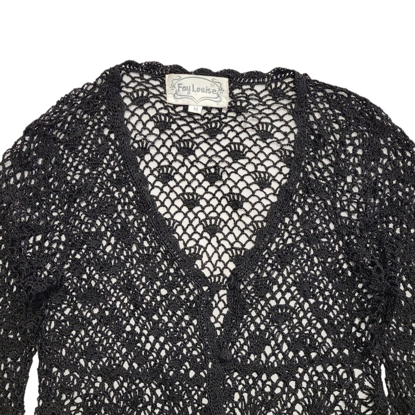 Fay Louise Vintage 90's Black  Button Up Long Sleeve Cardigan Women's UK M