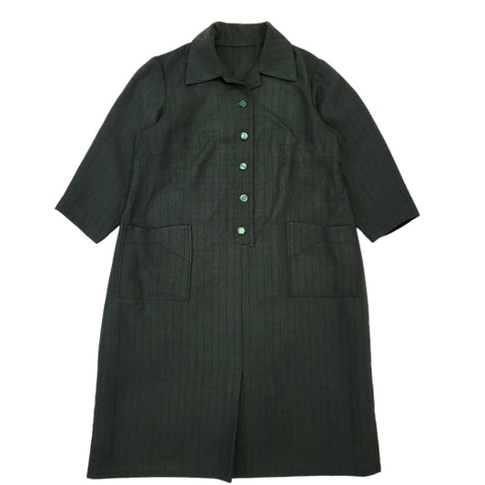 70s Vintage Green Button-Down Daywear Dress Women's Size 14 Eu 42