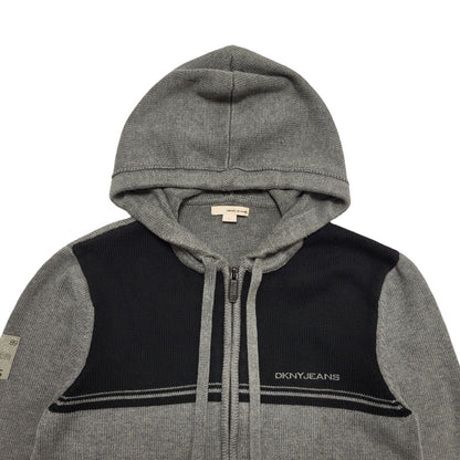DKNY Vintage Y2K Full Zip Hooded Grey Cardigan Boys Size Large