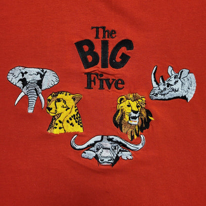 Jamboree The Big Five Red Animals Vintage 90s T-Shirt Uk Men's Large