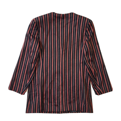 Debenhams 80s Vintage Black & Red Striped Button-Up Women's Jacket Size 14