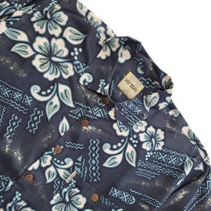 Wu Zwu Y2k  Blue Floral Hawaiian Short Sleeve Shirt UK Men's Size M