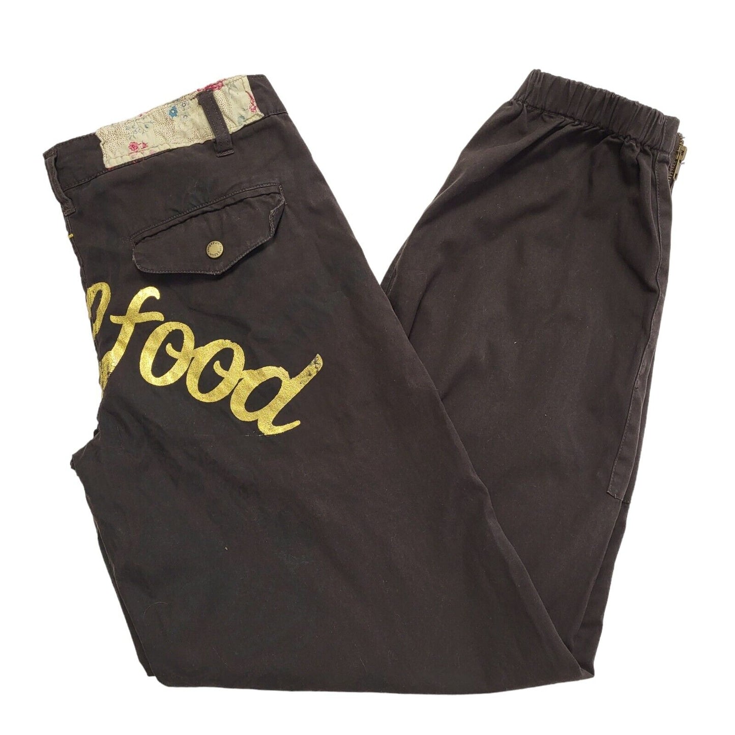 Ring Spun Vintage 90's Brown Tapered Trousers Uk Women's 12 W30 Bnwt L31