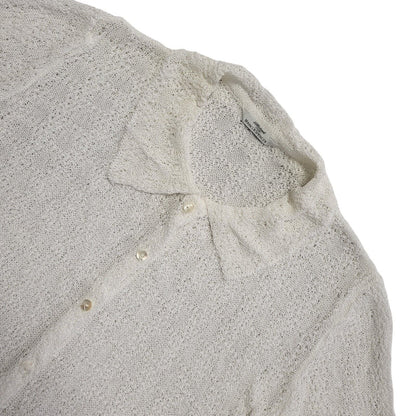 M&S Vintage 90's White Button Collared Cardigan Womens UK 18
