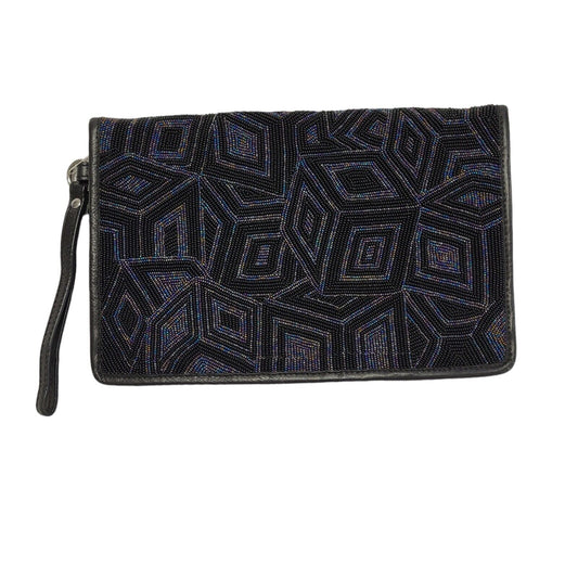 Betty Jackson Black Leather Clutch Bag Uk Women's Size 11" x 7"
