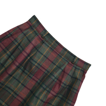 Austin Reed Vintage 80's Red & Green Check Straight Skirt Women's UK 10-12 W28