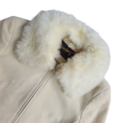 David Barry Vintage 90's Cream Faux Fur Coat UK Women's Size 16
