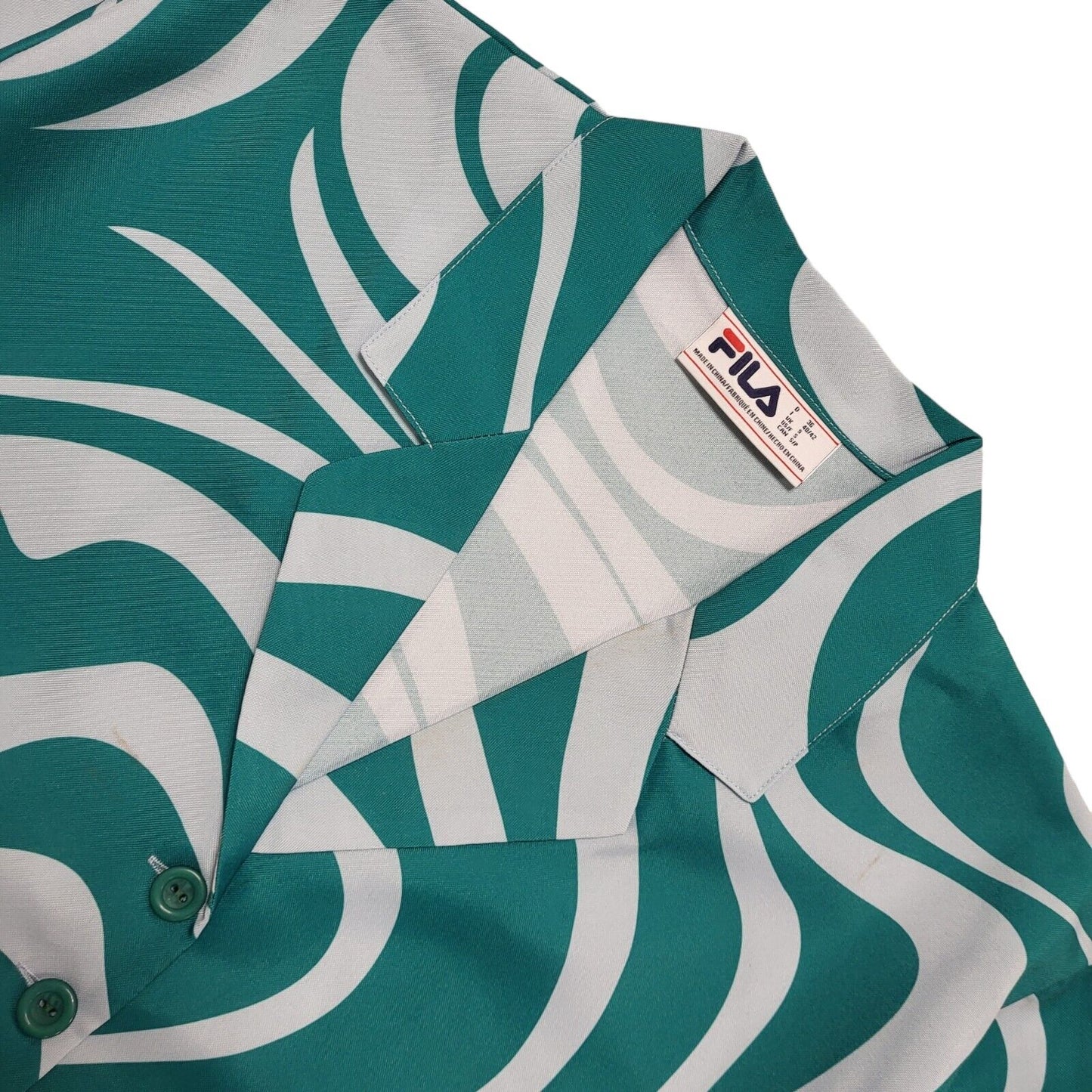 Fila Green Blue Cropped Y2k Sports Jacket Uk Women's Size S Bnwt