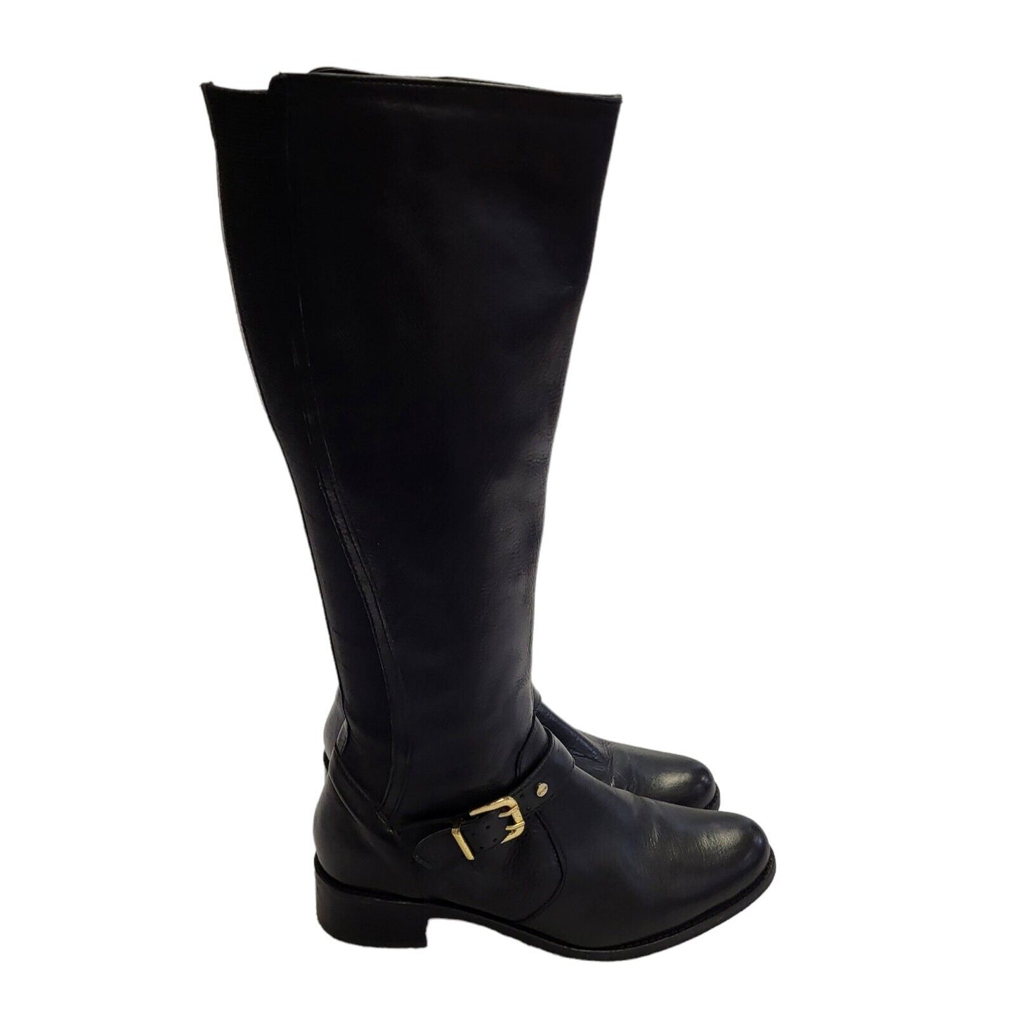 Dune Black Zip-Up Leather Long Heels Boots Uk Women's Size 4